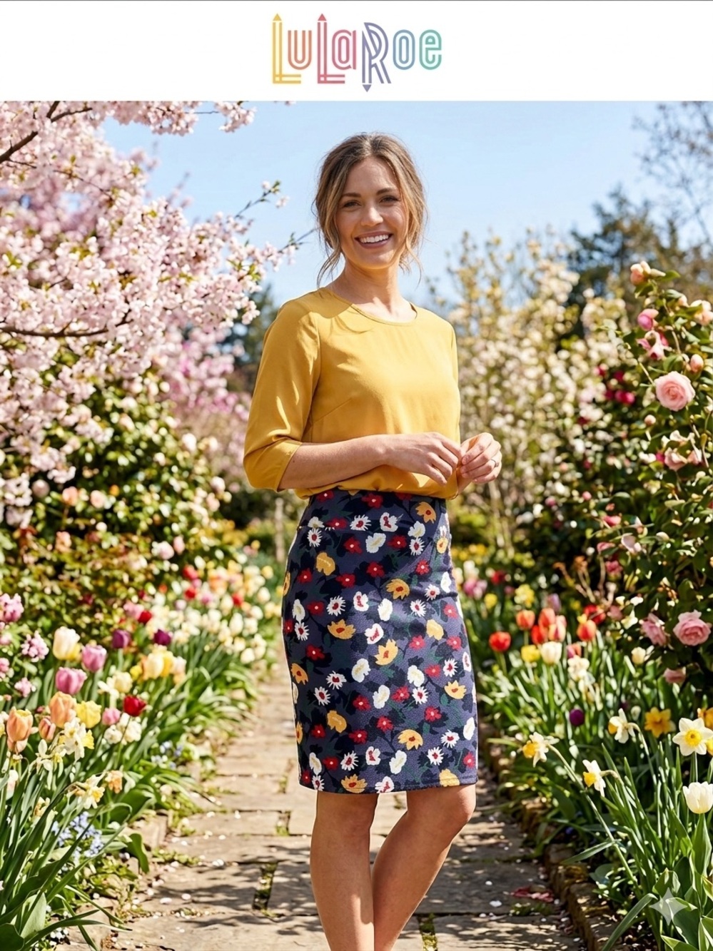 LuLaRoe Floral Pencil Skirt - Multicolor Floral Print